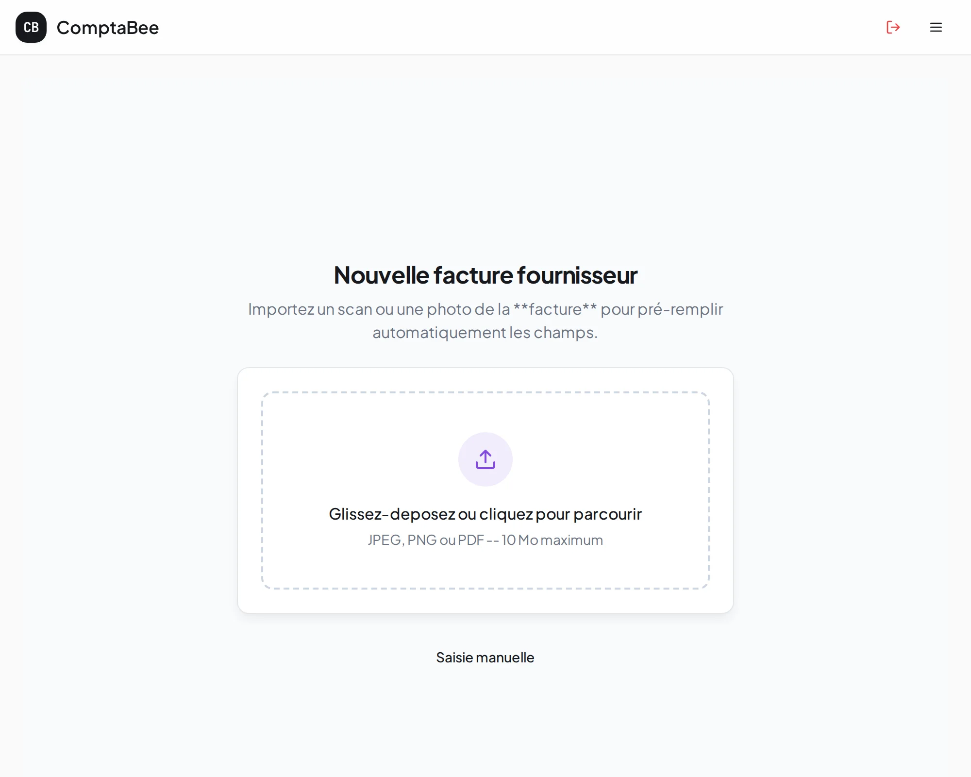 Démonstration de l'IA : upload d'une facture fournisseur PDF et extraction automatique des données dans ComptaBee